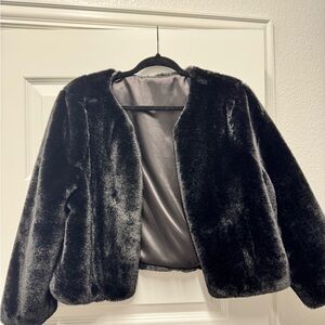 Elegant Black Faux Fur Jacket